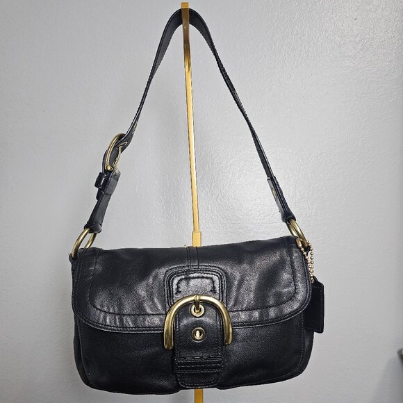 Y2K Coach Soho Shoulder Buckle Black Bag with Gold Hardware - F11842 , 11.5x7x3. - Picture 2 of 7